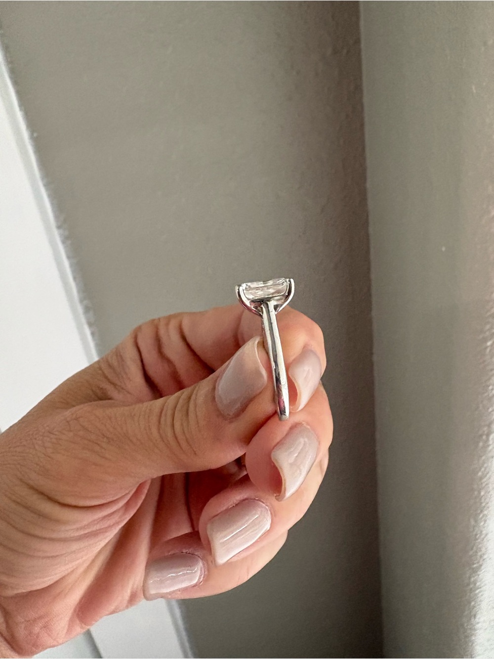 Platinum 2 ct radiant Cut lab diamond with partial halo Engagement Ring - White - Picture 6 of 16